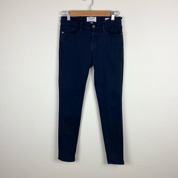 Frame Le Skinny de Jeanne Stretch Denim Jeans - Deep Navy - Picture 2 of 8